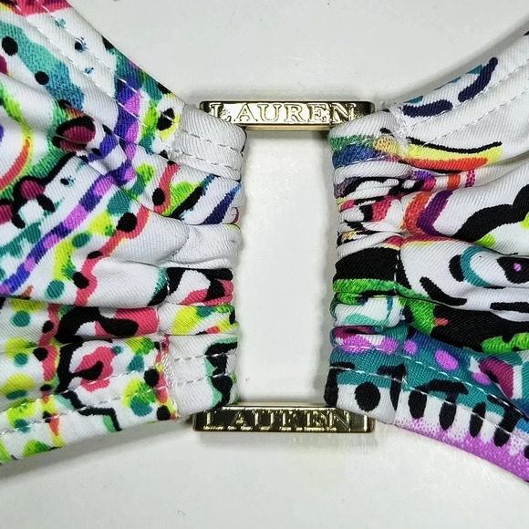 Lauren Ralph Lauren Cabana Paisley Halter Bikini Top, M - Picture 5 of 6